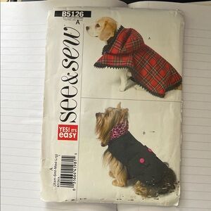 Plaid Dog Coat - Red and Black See & Sew Pattern B5126